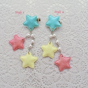 2-Way Multi Color Pastel Star Clips Blue Stars Choose your combo image 3