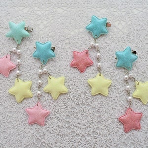 2-Way Multi Color Pastel Star Clips Blue Stars Choose your combo image 1