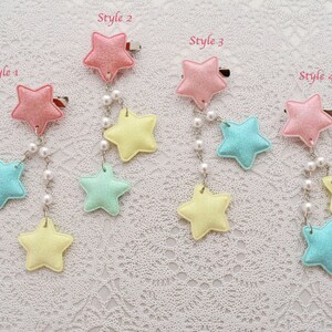 2-Way Multi Color Pastel Star Clips Pink Stars Choose your combo image 2