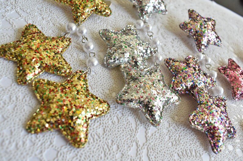 2-Way Large Super Glitter Metallic Star Clips Choose your color image 4