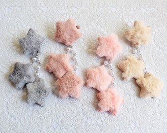 2-Way Fuzzy Pastel Star Clips- Choose your color