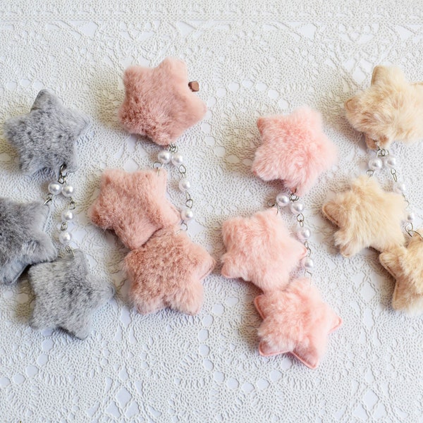 2-Way Fuzzy Pastel Star Clips- Choose your color