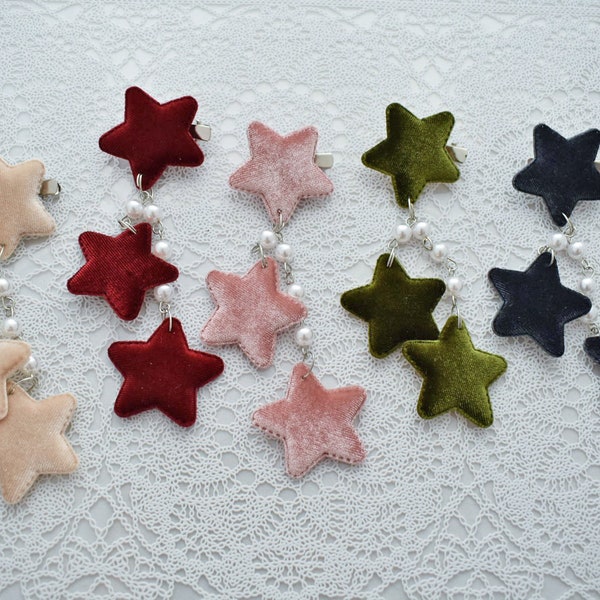 2-Way Velvet Star Clips- Choose your color