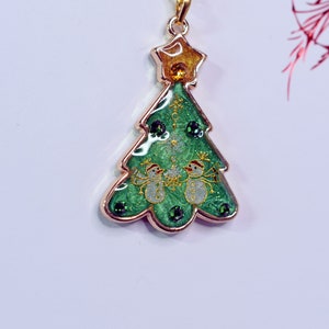 Christmas Tree Snowmen Resin Pendant Necklace image 2