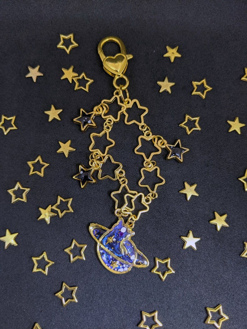 Celestial Kitty Planet Star Keychain image 2