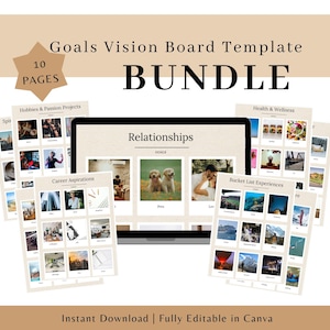 Pacchetto Vision Board degli Obiettivi, Controlli del Manifesto, Vision Board stampabile e modificabile, Vision Mapping personalizzato, Fatto per te