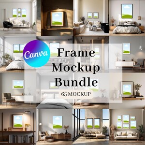 Pacchetto mockup cornice Canva, 65 modelli di mockup per decorazioni murali per Canva Drag and Drop, modelli di mockup cornice, download digitale e istantaneo
