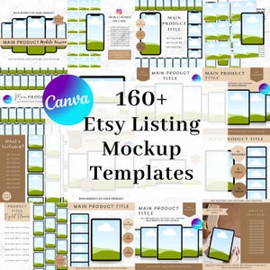Etsy Listing Mockup Templates: 160+ Print Planner Image Mockups (Canva Editable, Digital Download