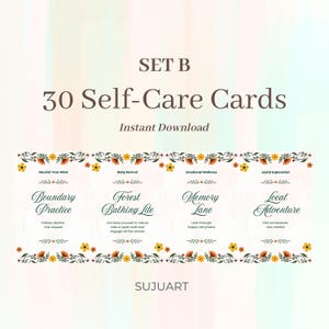 30 tarjetas de autocuidado/ Baraja de cartas positivas para autoayuda, autocuidado y autocompasión/ descarga digital