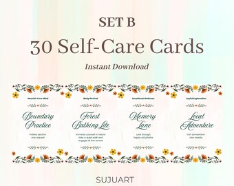 30 Self Care Cards| Positive card deck for self-help, self-care & self-compassion | digital download