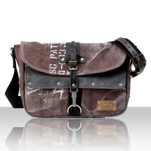 Painted Bag,Canvas Messenger Bag,Crossbody Bag,Distressed Looking Bag,Varnish Coated Bag,Canvas Leather Bag,made by peace4you bags 2181