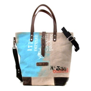 Canvas Shoulder Bag Made Of Canvas, Canvas Handbag,Recycled Material Bag,Hand-printed Tote,Unisex Tote,Handcrafted by peace4you 2141