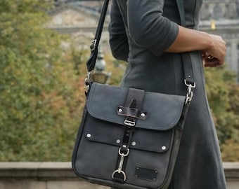 Handmade Upcycled Leather Messenger Bag: German Submarine Jacket, Handmade 2089