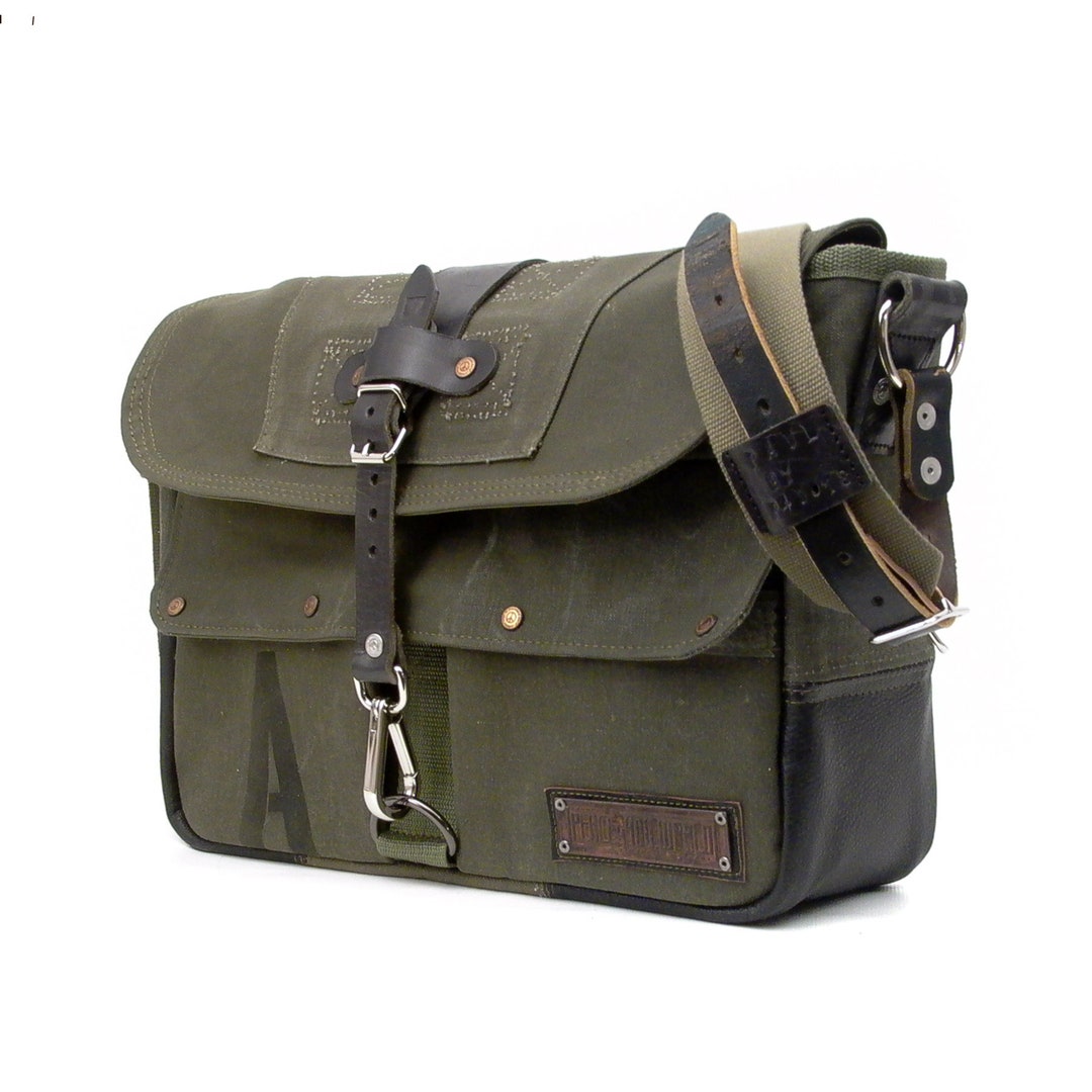 Olive Canvas Messenger Crossbody Bag Recycled German Army - Etsy UK