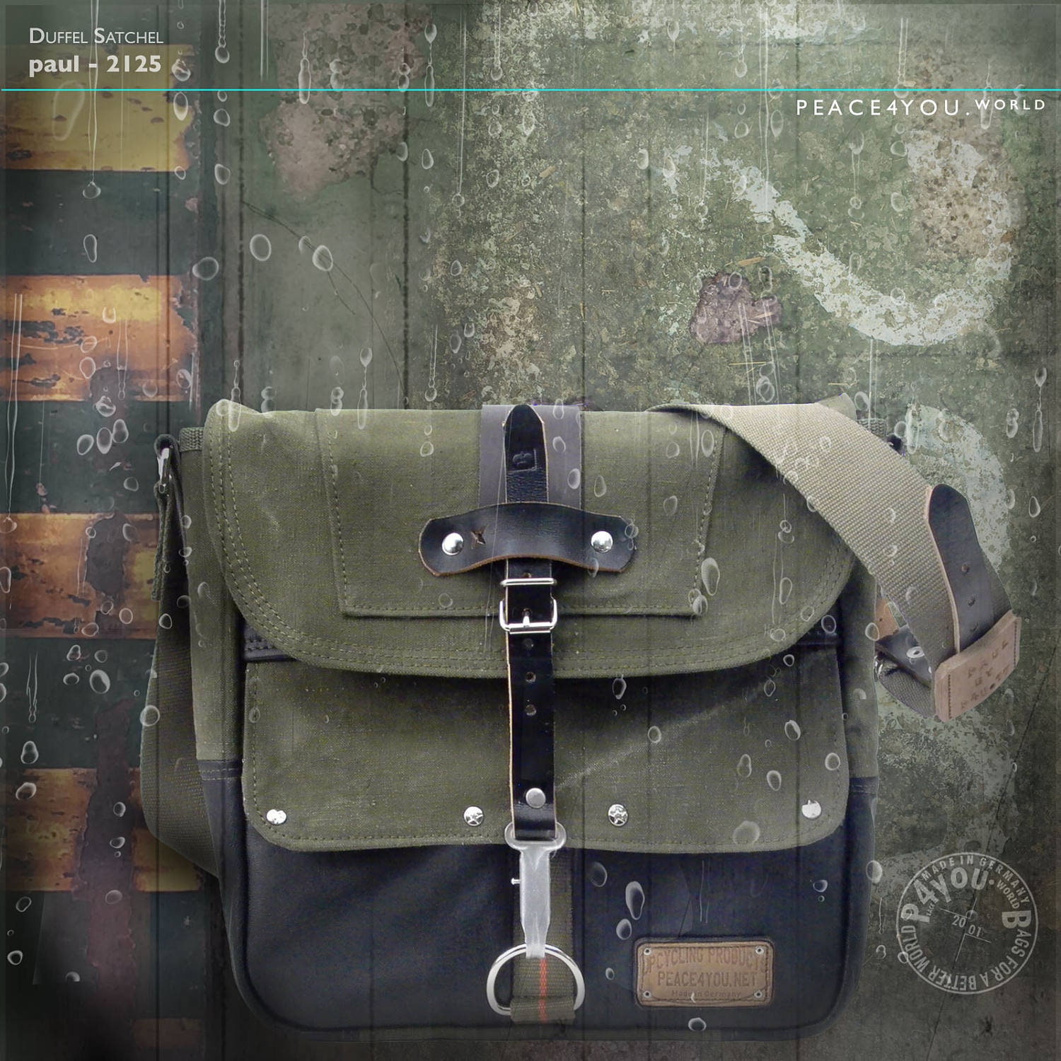 Olive Messenger Bag, Canvas Messenger Bag, Cross Body