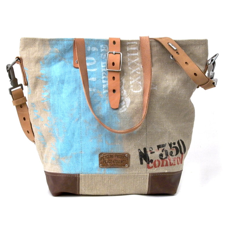 Canvas Shoulder Bag Made Of Canvas, Canvas Handbag,Recycled Material Bag,Hand-printed Tote,Unisex Tote,Handcrafted by peace4you 2141 image 5