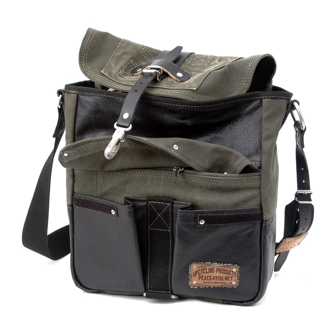 Olive Messenger Bag Canvas Messenger Bag Cross BodyRecycled Etsy