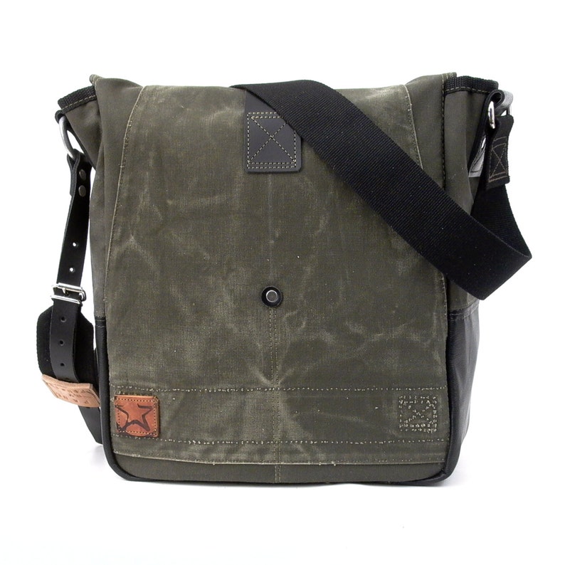 Olive Messenger Bag Canvas Messenger Bag Cross BodyRecycled Etsy