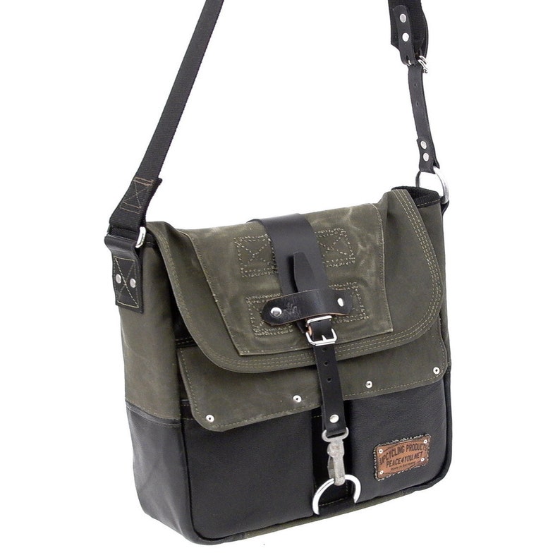 Olive Messenger Bag Canvas Messenger Bag Cross BodyRecycled Etsy