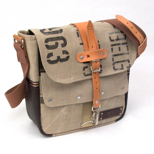 Beige Canvas Bag and a Shoulder Bag,Messenger Bag or School bag,Crossbody and Unisex Bag,Recycled Laptop Messenger bag, peace4you Bags 2024