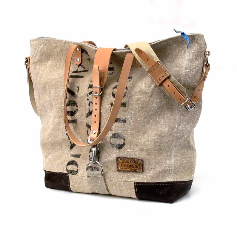 Canvas Shoulder Tote Cross Body Strap Military Surplus Bag Shoulder Tote Crossbody Tote Unisex Bag Handmade by peace4youBAG 2031 image 4