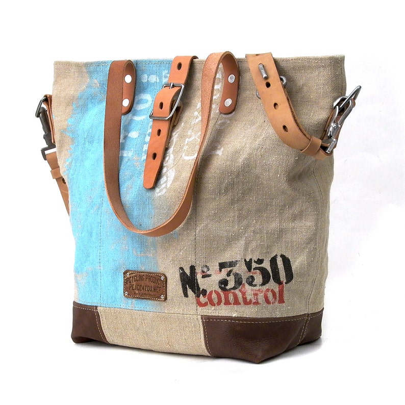 Canvas Shoulder Bag Made Of Canvas, Canvas Handbag,Recycled Material Bag,Hand-printed Tote,Unisex Tote,Handcrafted by peace4you 2141 image 4