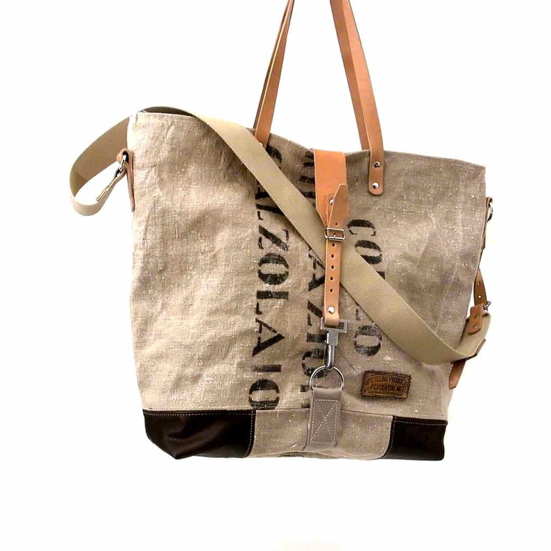 Canvas Shoulder Tote Cross Body Strap Military Surplus Bag Shoulder Tote Crossbody Tote Unisex Bag Handmade by peace4youBAG 2031 image 1