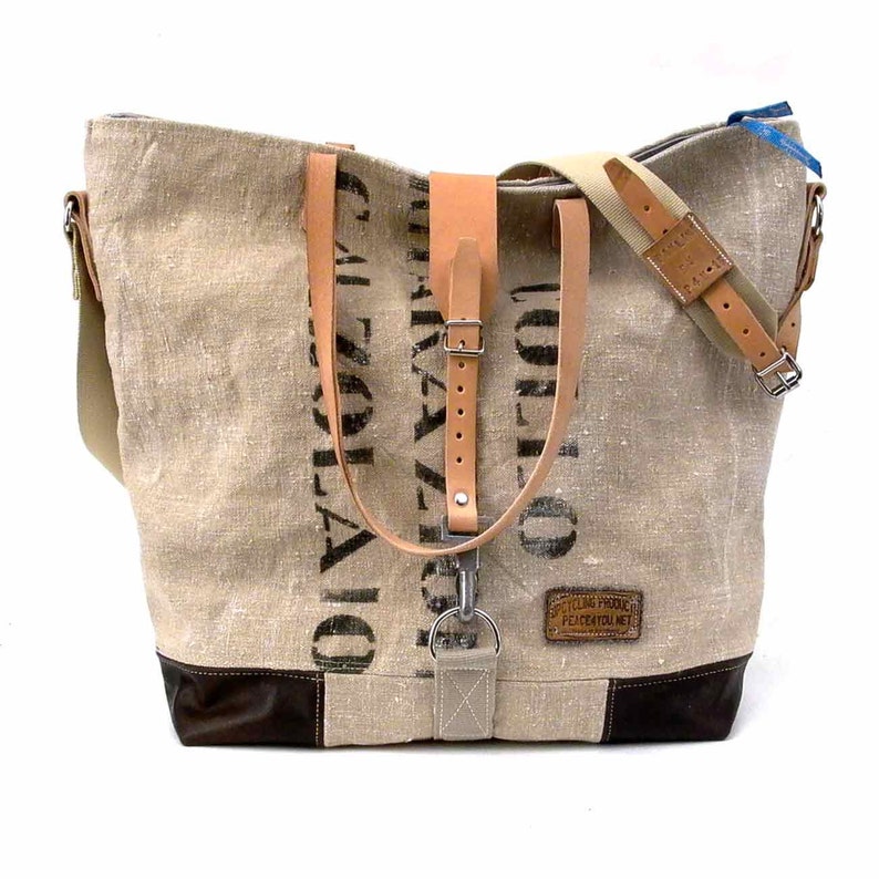 Canvas Shoulder Tote Cross Body Strap Military Surplus Bag Shoulder Tote Crossbody Tote Unisex Bag Handmade by peace4youBAG 2031 image 6