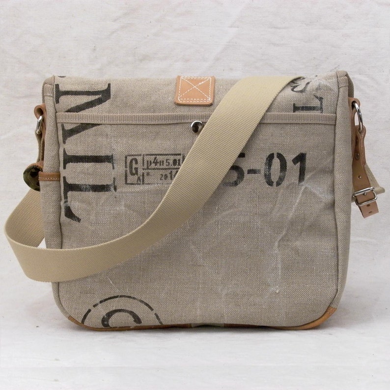 Beige Canvas Messenger Bag Recycled Cross Body Recycled Etsy