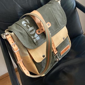 Army Canvas Messenger Bag,Navy Kitbag,German Army Bag,Crossbody Bag,Unisex,Notebook,Recycled Material Bag,Upcycled Bag, 2206 by peace4you