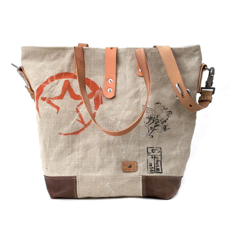 Canvas Shoulder Bag Made Of Canvas, Canvas Handbag,Recycled Material Bag,Hand-printed Tote,Unisex Tote,Handcrafted by peace4you 2141 image 6
