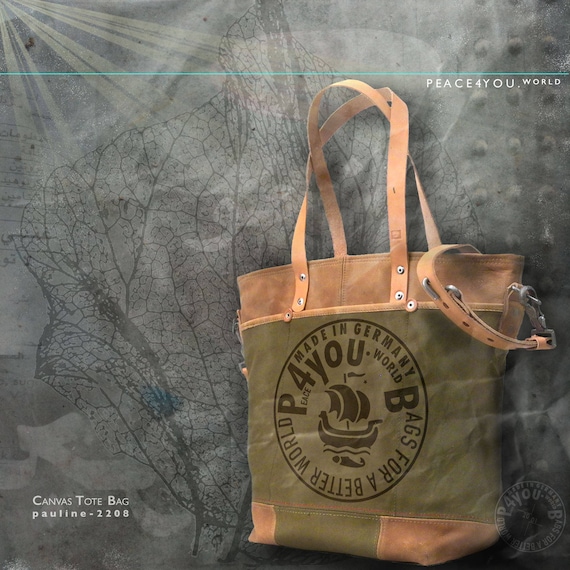 Canvas Shoulder Bag crossbody Bag canvas Tote Bag french Army Packsack zipper Tote Purse canvas Handbag upcycled Tote Peace4you Bags 2209 Etsy Canada