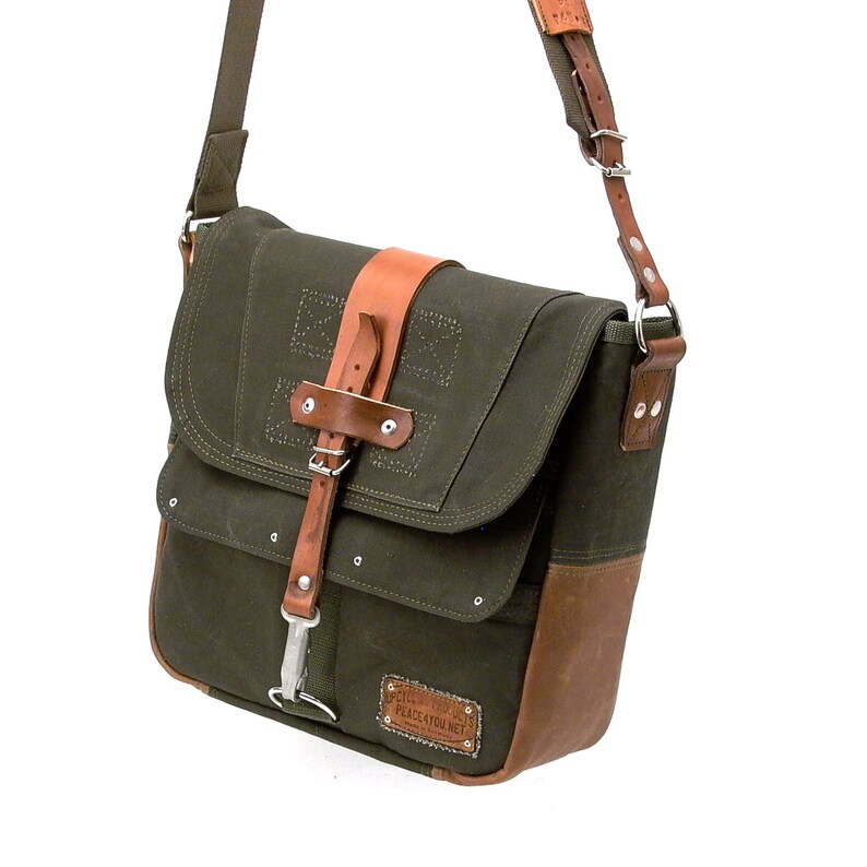 Olive Messenger Bag Recycled German Army Duffel Bag Crossbody Etsy