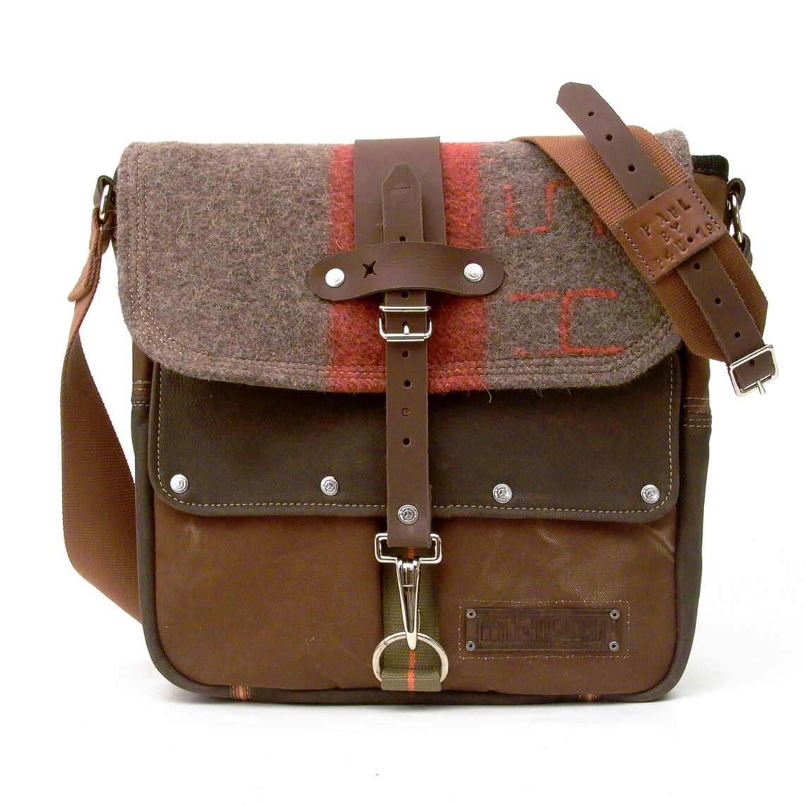 Upcycled Sustainable Courier Bag Brown Canvas Messenger Bag Etsy