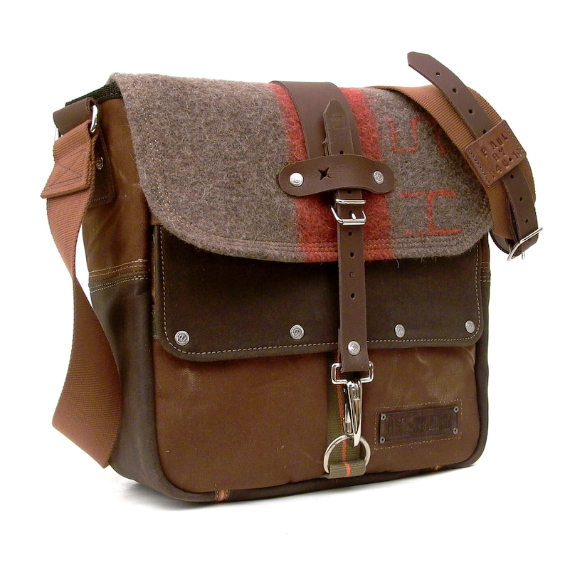 Upcycled Sustainable Courier Bag Brown Canvas Messenger Bag Etsy