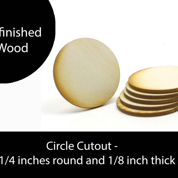 Unfinished Wood Circle Cutout - 1-1/4 inches in diameter and 1/8 inch thick with no holes wooden shape