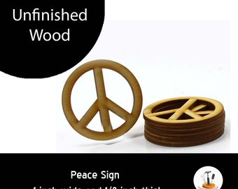 Unfinished Wood Peace Sign - 1 inch in diameter and 1/8 thick