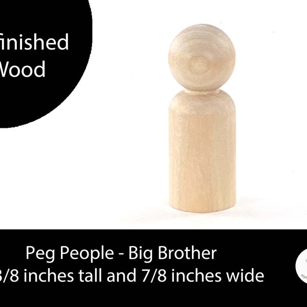8 Pack - Unfinished Peg People Large Big Brother- 2-3/8 inches tall and 7/8 inches wide wooden pieces