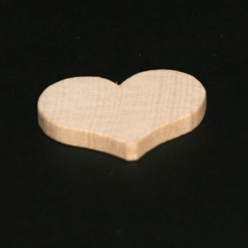 Unfinished Wood Heart Country 1-1/2 wide by 1 inch tall and 3/16 inches thick wooden shape WW-JC2718 image 2