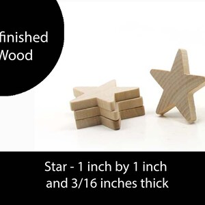 Unfinished Wood Star - 1 inch by 1 inch and 3/16 inch thick wooden shape (WW-JC4618)