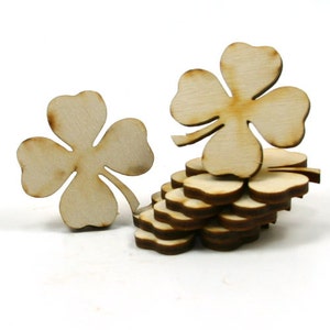 Shamrock Unfinished Wood 1 inch wide by 1 inch tall and 1/8 inch thick wooden shape image 4