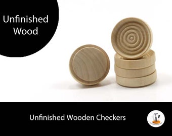 Unfinished Wood Checker - 1-1/4 inch in diameter wooden shapes (WW-CKU100)