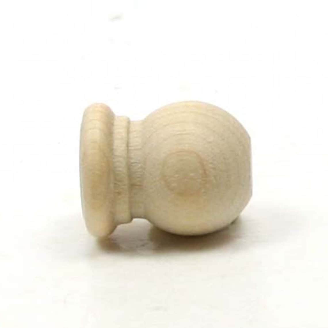 Pinkunn 100 Pcs Wood Finials 3/4 Inch Tall With 1/4 Inch Hole Unfinished Wood Drawer Knobs Pulls Handles Small Round Wooden Dowel Rods