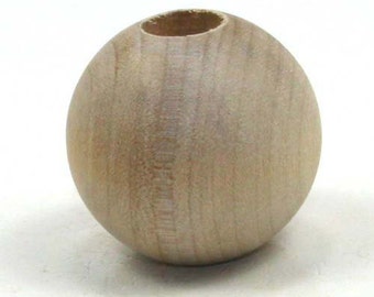 Unfinished Wood Bead Round - 1-1/2 inch in diameter with 3/8 inch hole wooden shape (WW-BE115xx)