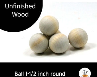 Unfinished Wood Ball - 1-1/2 inch in diameter wooden shape (WW-RB1500)