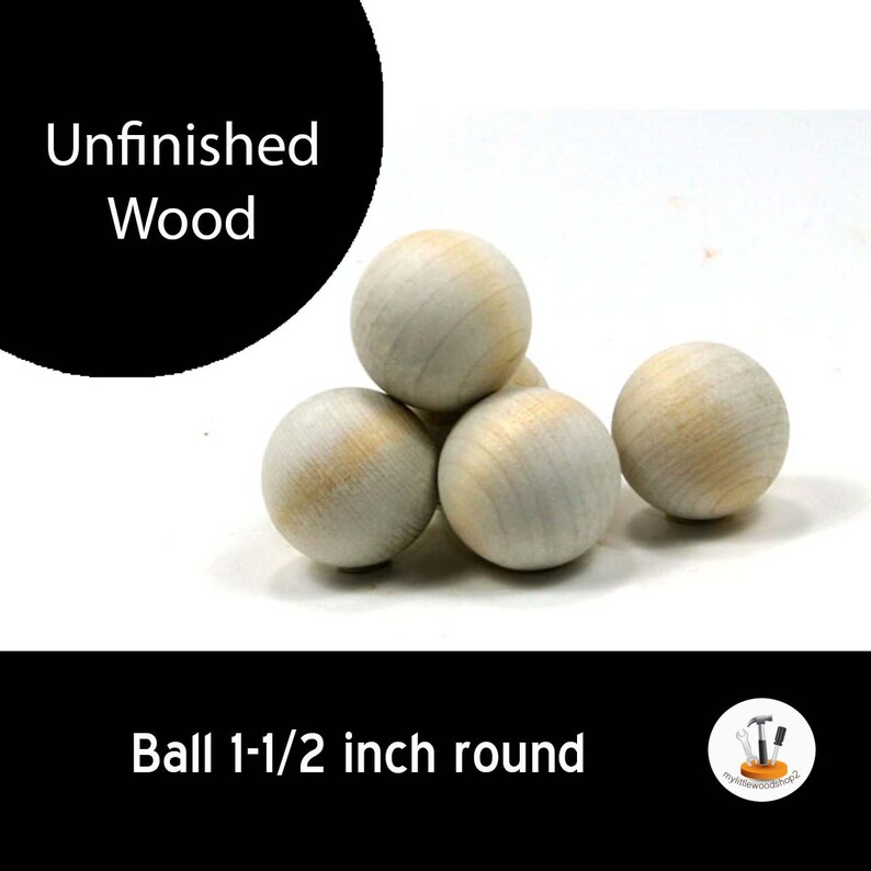 Unfinished Wood Ball 1-1/2 inch in diameter wooden shape WW-RB1500 image 1