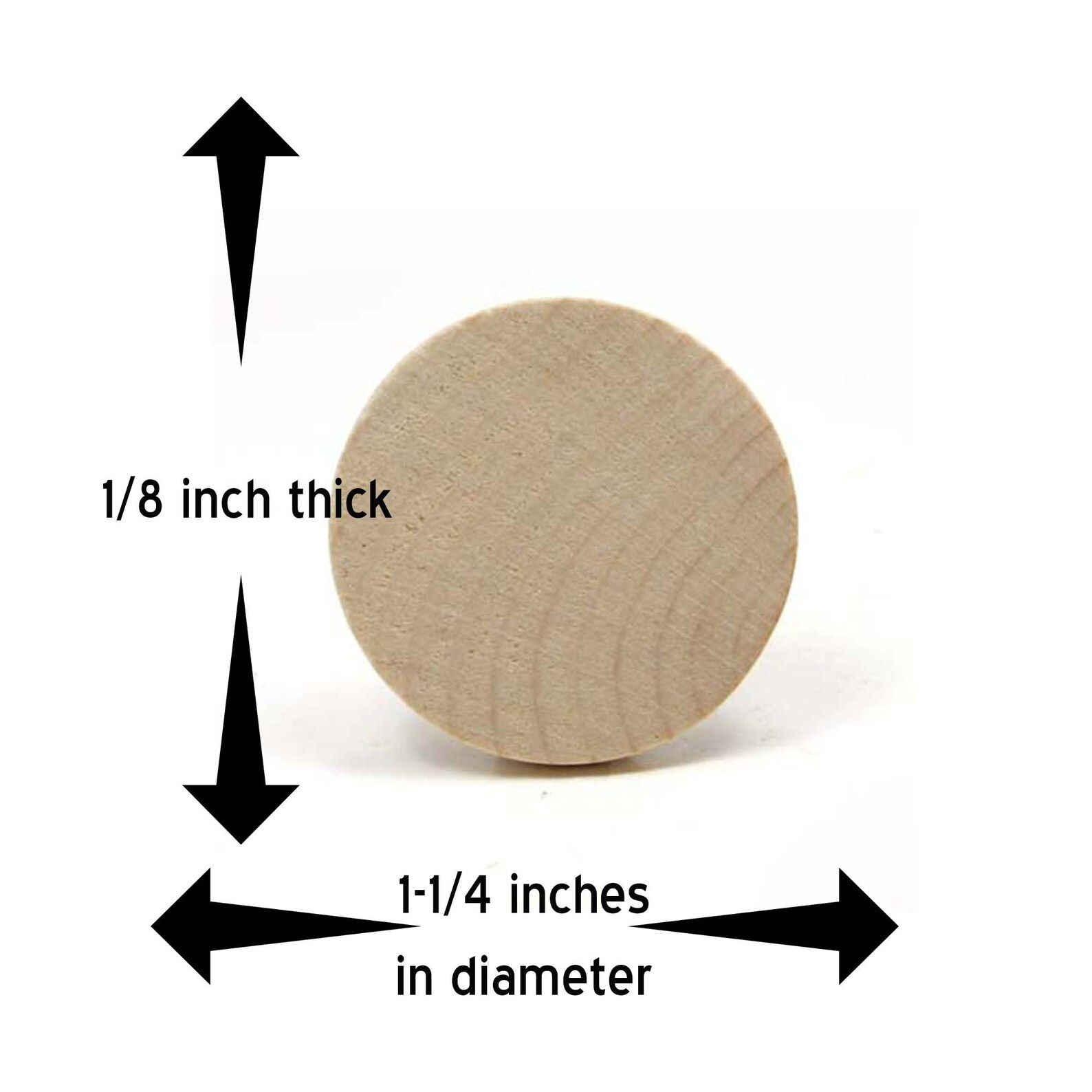 Unfinished Wood Circle Cutout - 1-1/4 Inches in Diameter and 1/8 Inch ...