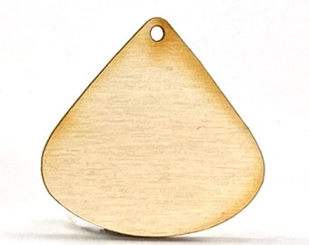 Unfinished Wood Teardrop Rounded Top - 1 inch tall by 1 inch wide and 1/8 inch  and 1 2mm hole thick wooden shapes (TEAR35)