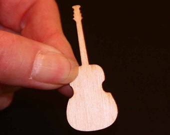 Unfinished Wood Guitar Shape - 2 inch tall by 1-1/4 inches wide and 1/8 inch thick wooden shape (GUIT01)