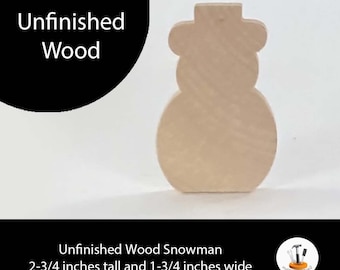 Unfinished Wooden Snowman - Package of 6 - 2-3/4 inches by 1-3/4 inches wooden shapes for Christmas